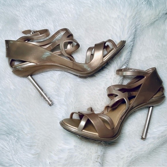 Sz US 7 Jean Paul Gaultier + Melissa stelitto gold jelly heels